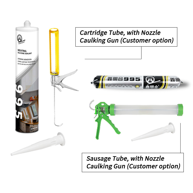 Xinminghe 995 Waterproof Neutral Roof Silicone Sealant Adhesive Cartridge package