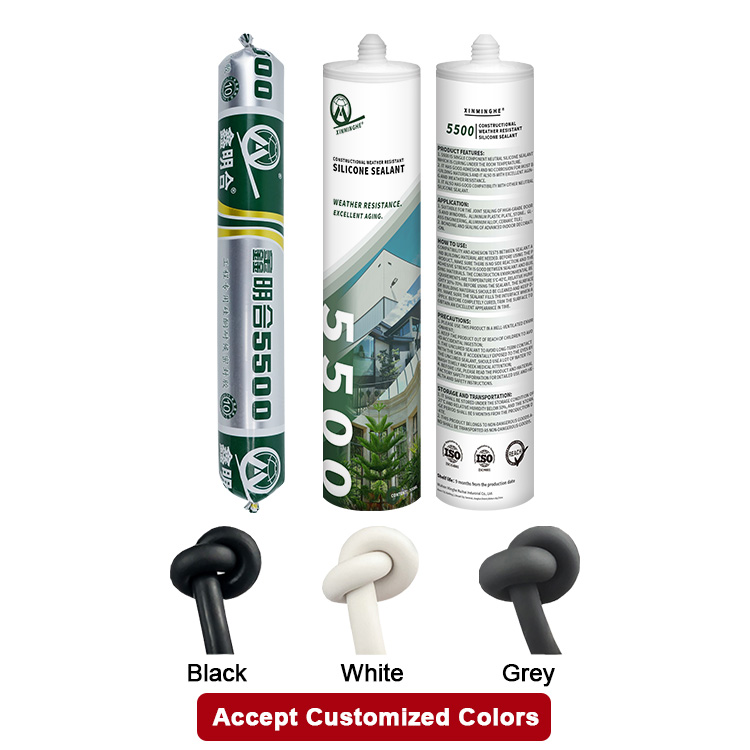 Xinminghe 5500 Constructional Weather Resistant Silicone Caulk Sealant Adhesive Sausage Package