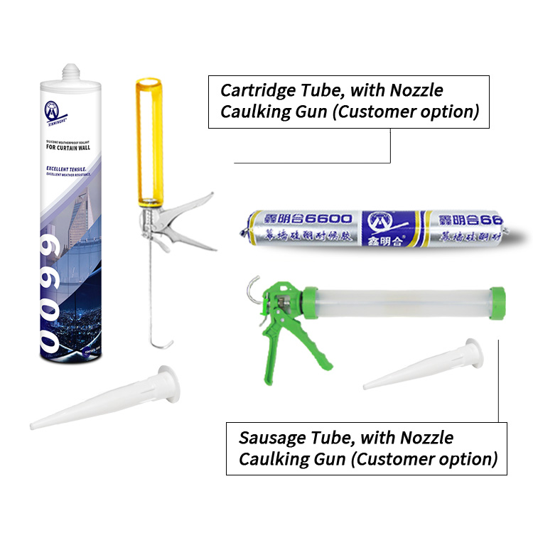 Xinminghe 6600 Silicone Weatherproof Caulk Sealant Adhesive For Curtain Wall Sausage Package