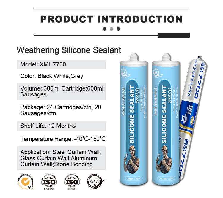 XMH 7700 Well-Rounded Weather-Resistant Silicone Cualk Sealant Adhesive Cartridge Package