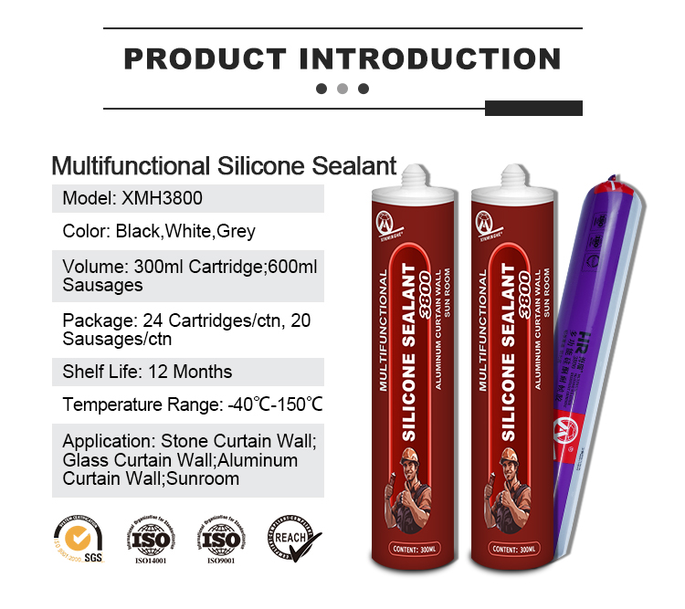XMH 3800 Silicone Weatherproof Sealant for Sun room 