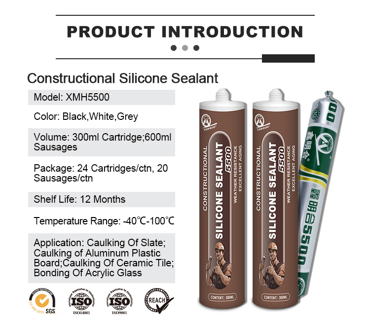 XMH 5500 Constructional Weather Resistant Silicone Caulk Sealant Adhesive Sausage Package